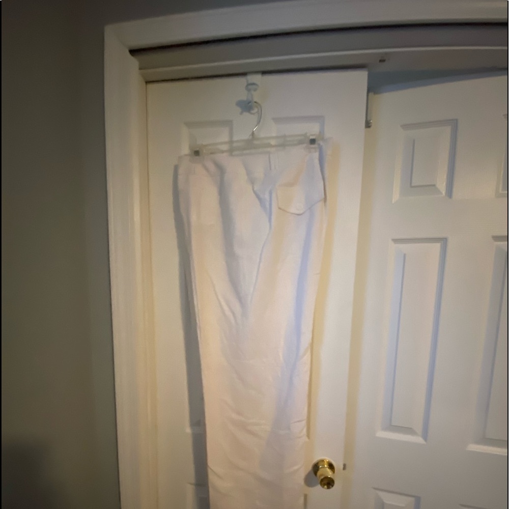 Linen blend pants white